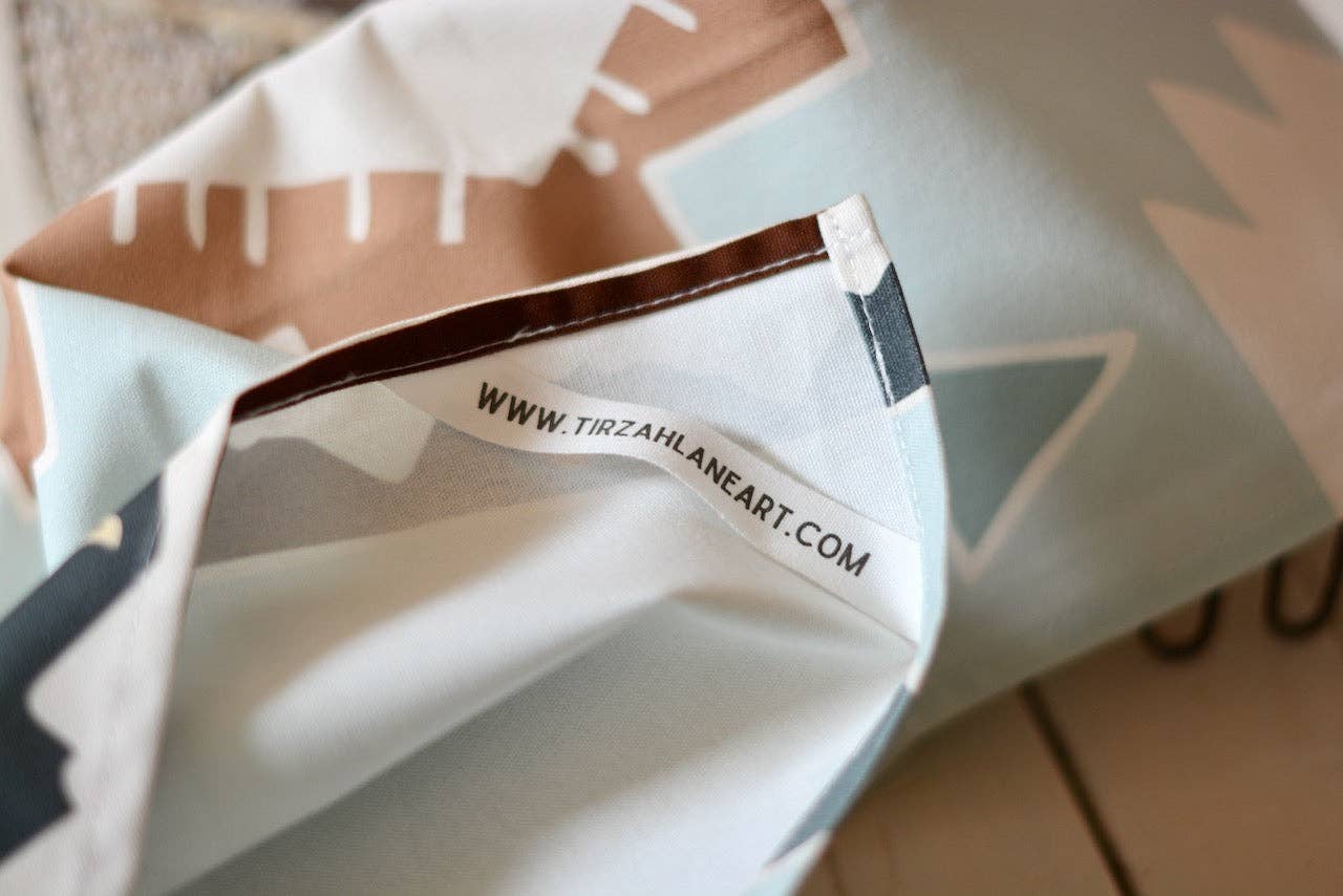 Blue Geometric Mountains Tea Towel