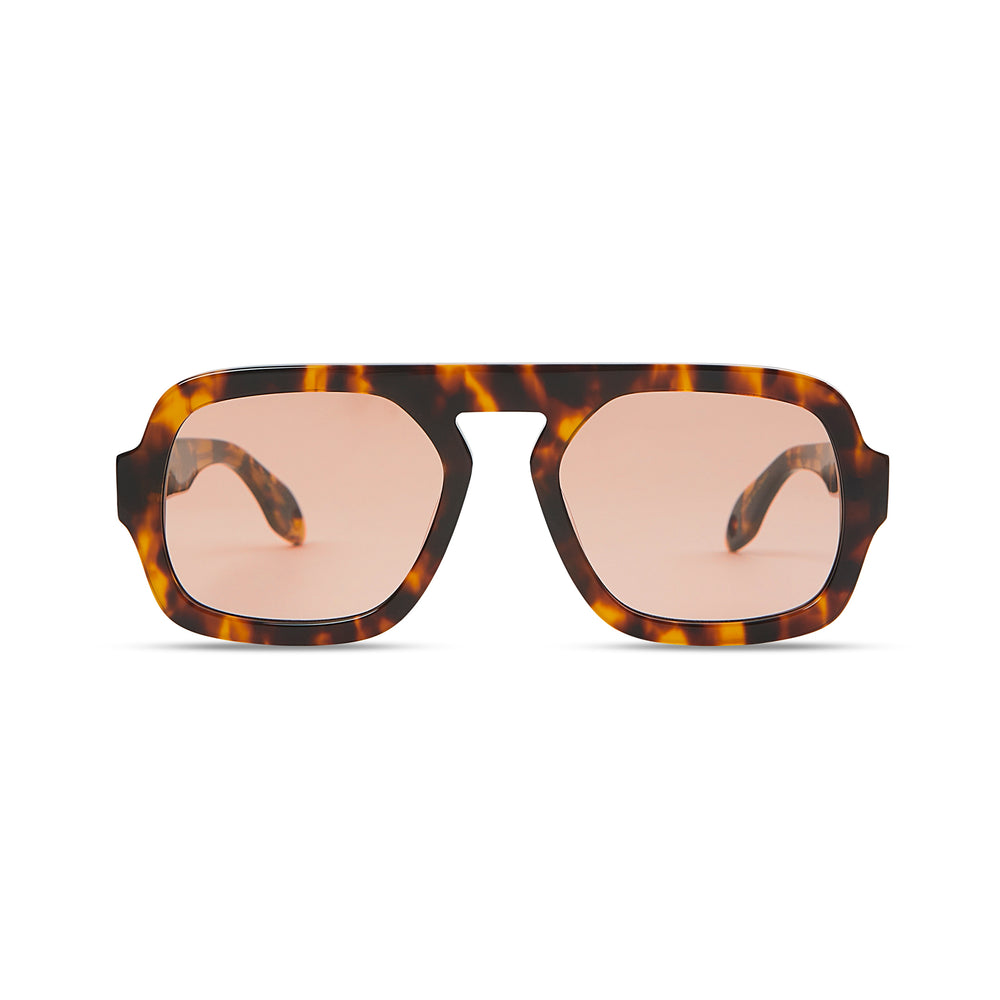 Jane - Brown Tortoise with Maroon Lens