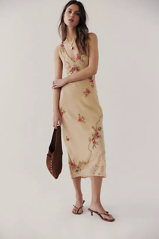 Meet Again Midi Dress - Beige
