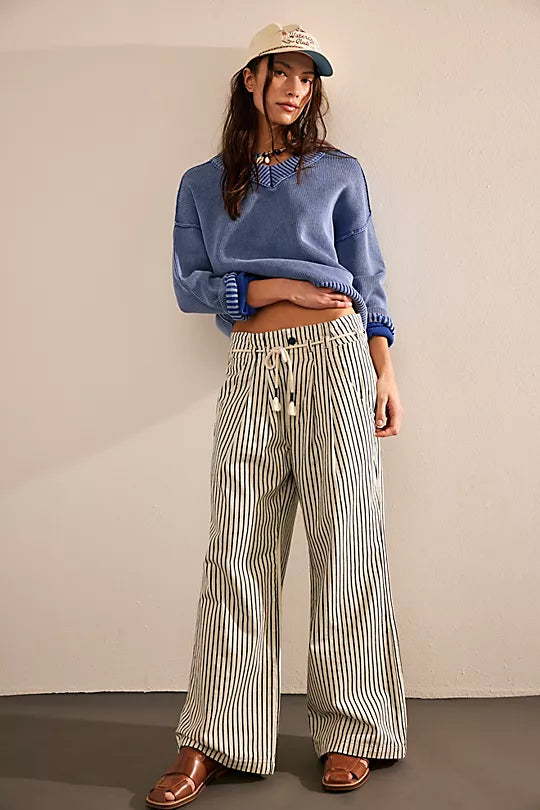 Dakota Cinched Pull-On Railroad Jeans - Washed Railroad