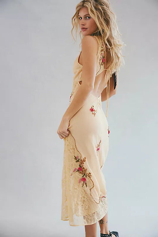 Meet Again Midi Dress - Beige
