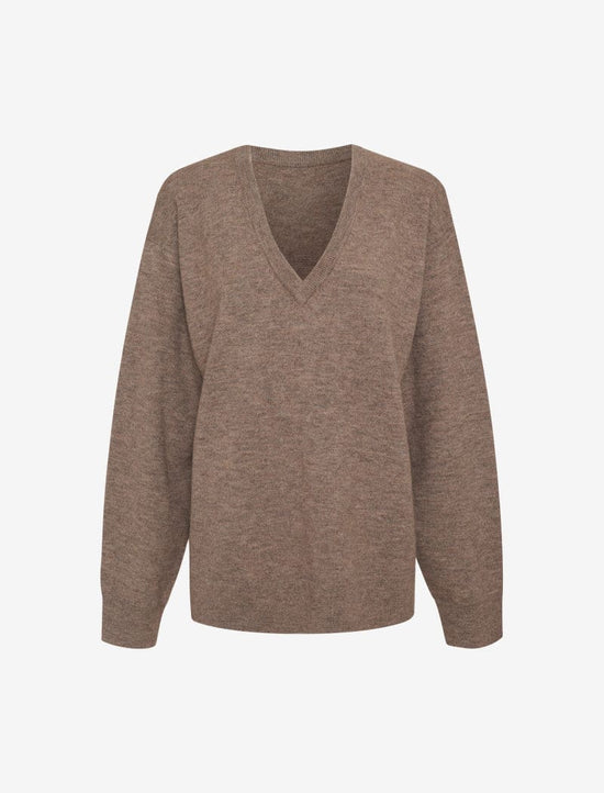 Vail V-Neck Sweater - Mocha Heather
